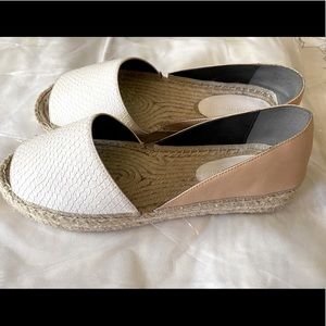 Rebecca Minkoff White & Tan Open Toe Espadrille